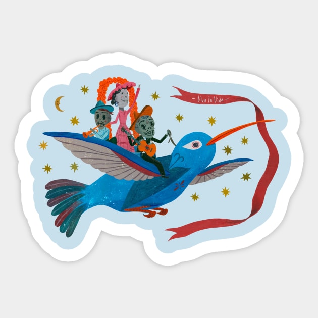 Dia de Muertos Bird (ver.1) Sticker by John Parra Art